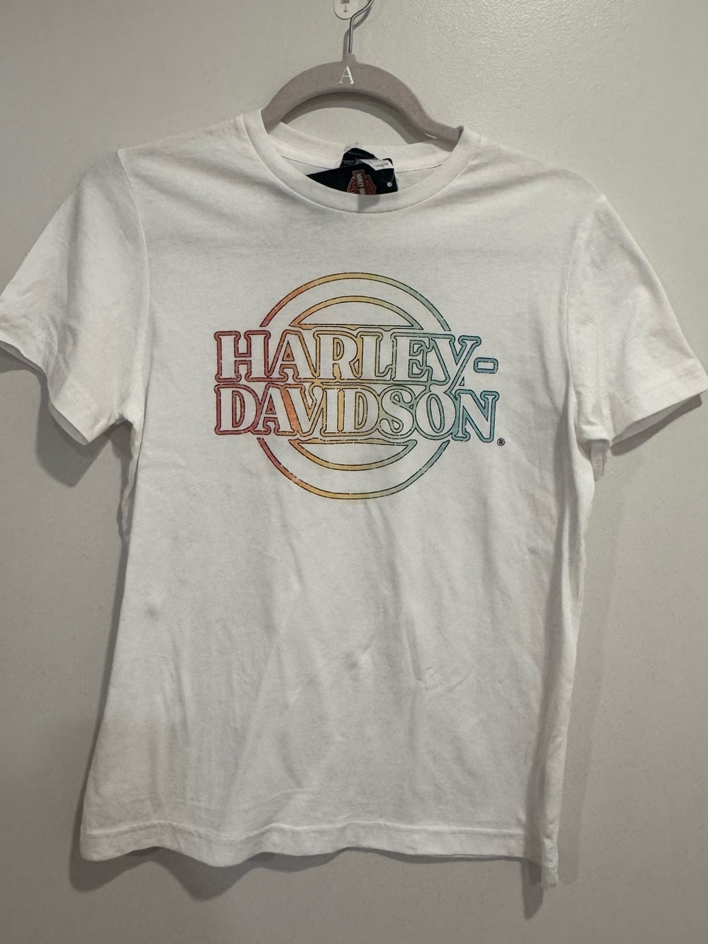 Harley Davidson Size YL White Logo Short Sleeve Crew Neck T-Shirt NWT